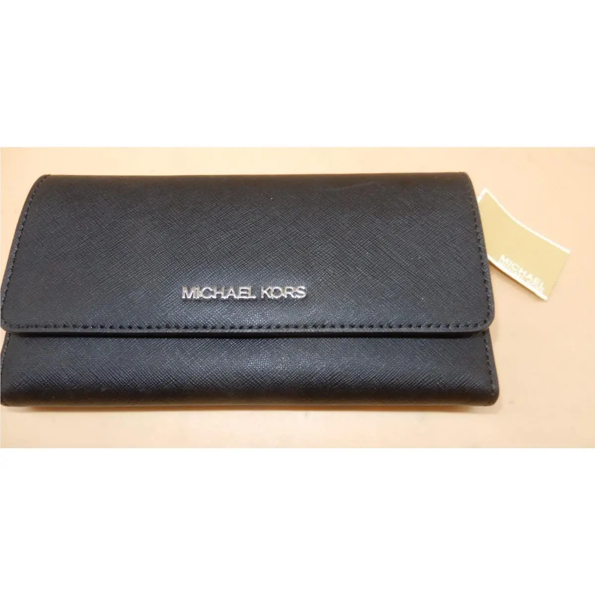 Michael Kors Jet Set Travel Large Trifold Leather Wallet Black