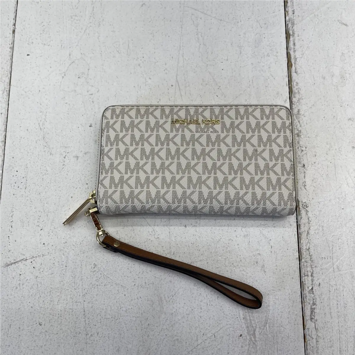 Michael Kors Wristlet Wallet Womens One Size White Jet Set Travel Zip Around