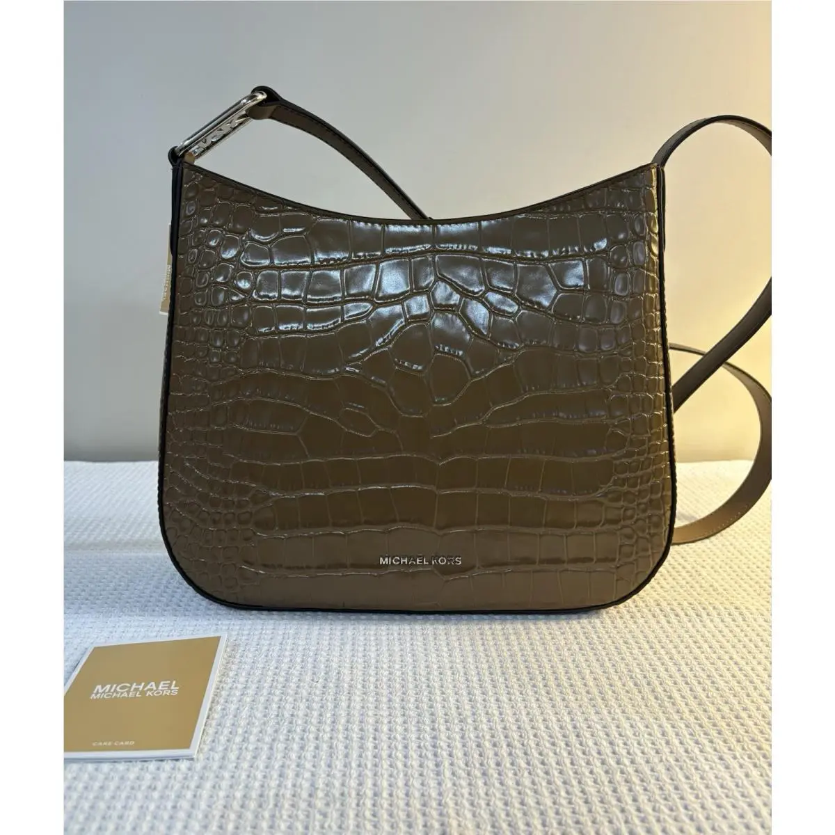 Kensington In Driftwood Embossed Leather Large Crossbody by Michael Kors