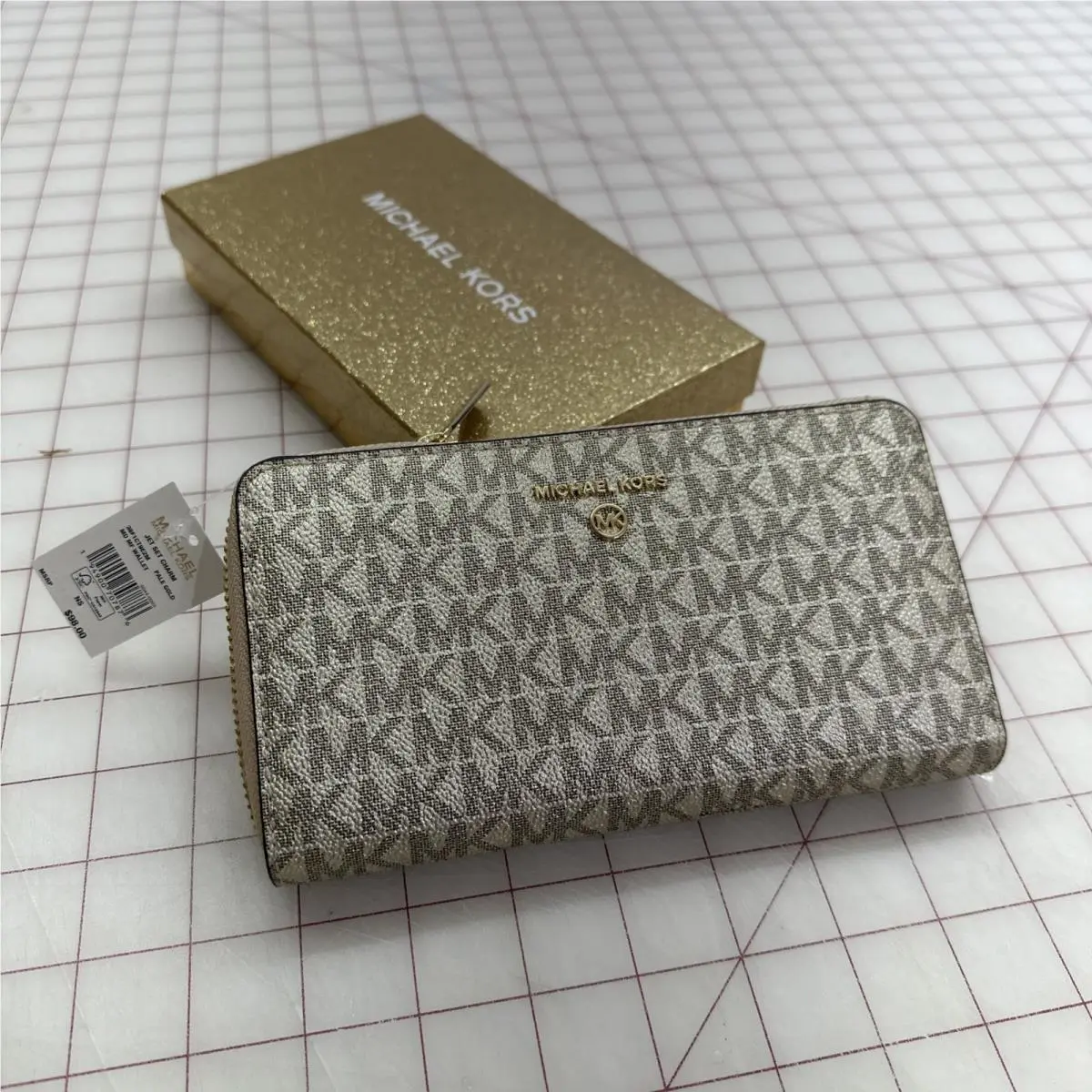 Michael Kors Gold Jet Set Zip-around Card Wallet Coin Holder