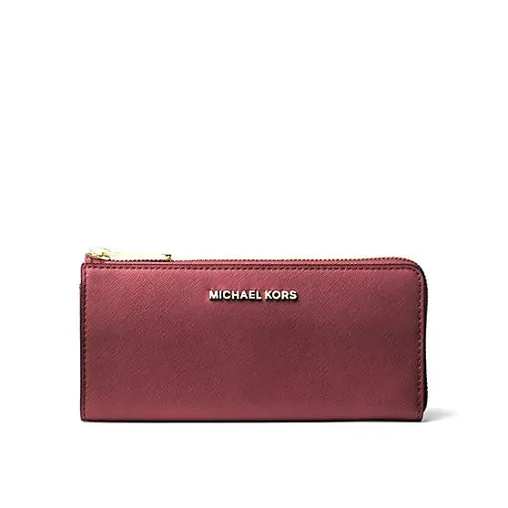 Michael Kors Jet Set Travel Large Leather Quarter-zip Wallet Mulberry
