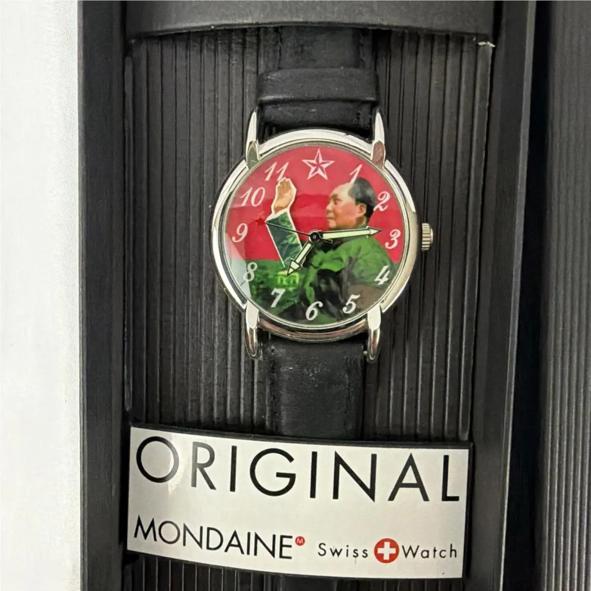 Mondaine Vintage Rare Mao Zedong Animated Saluting Wristwatch Mechanical Hand Wind