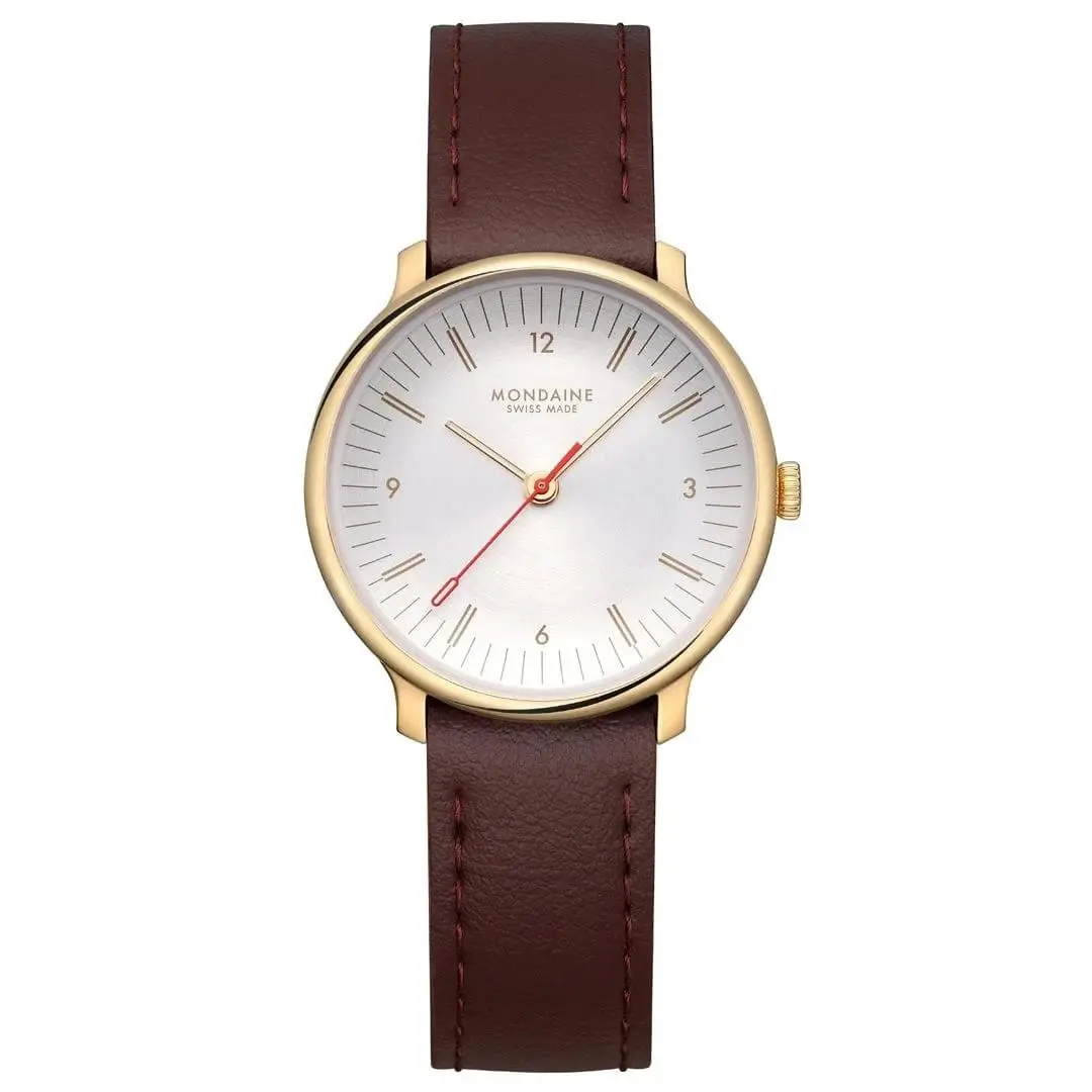 MLE.33110.LGV Doppio 33 mm IP Gold Steel White Dial Quartz Wrist Watch by Mondaine
