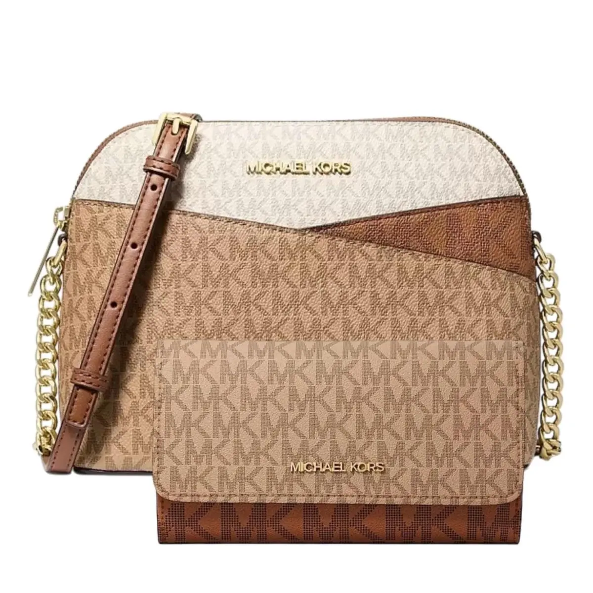 Michael Kors Jet Set Travel Medium Dome Crossbody Trifold Wallet Set