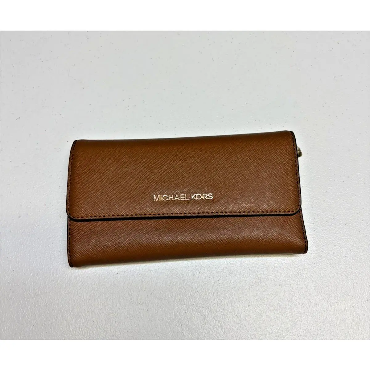 Michael Kors Jet Set Travel Tri Fold Leather Brown Wallet