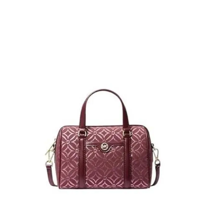 Michael Kors Travel Small Metallic Jacquard Logo Duffle Satchel Crossbody Bag