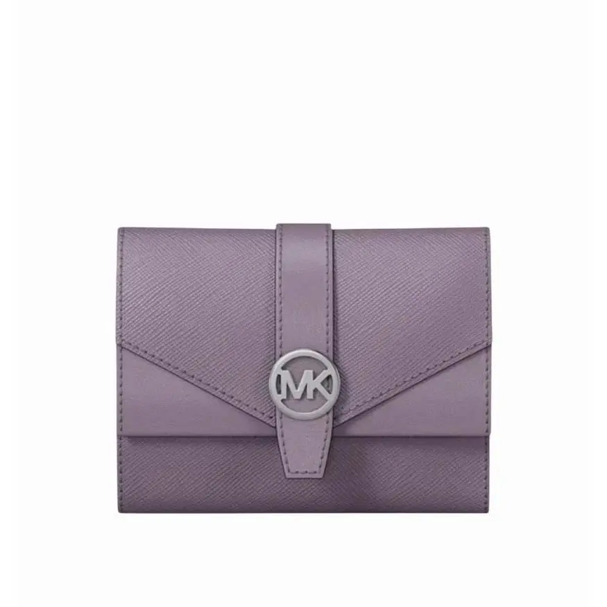 Michael Kors Greenwich Women Medium MK Tri-fold Leather Wallet Lilac Purple