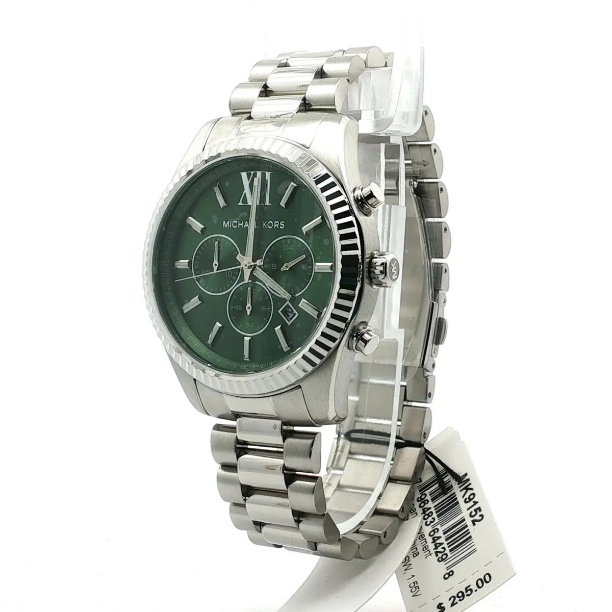 Michael Kors Oversized Lexington 44mm Green Dial Men`s Watch MK9152 - Dial: Green, Band: Silver