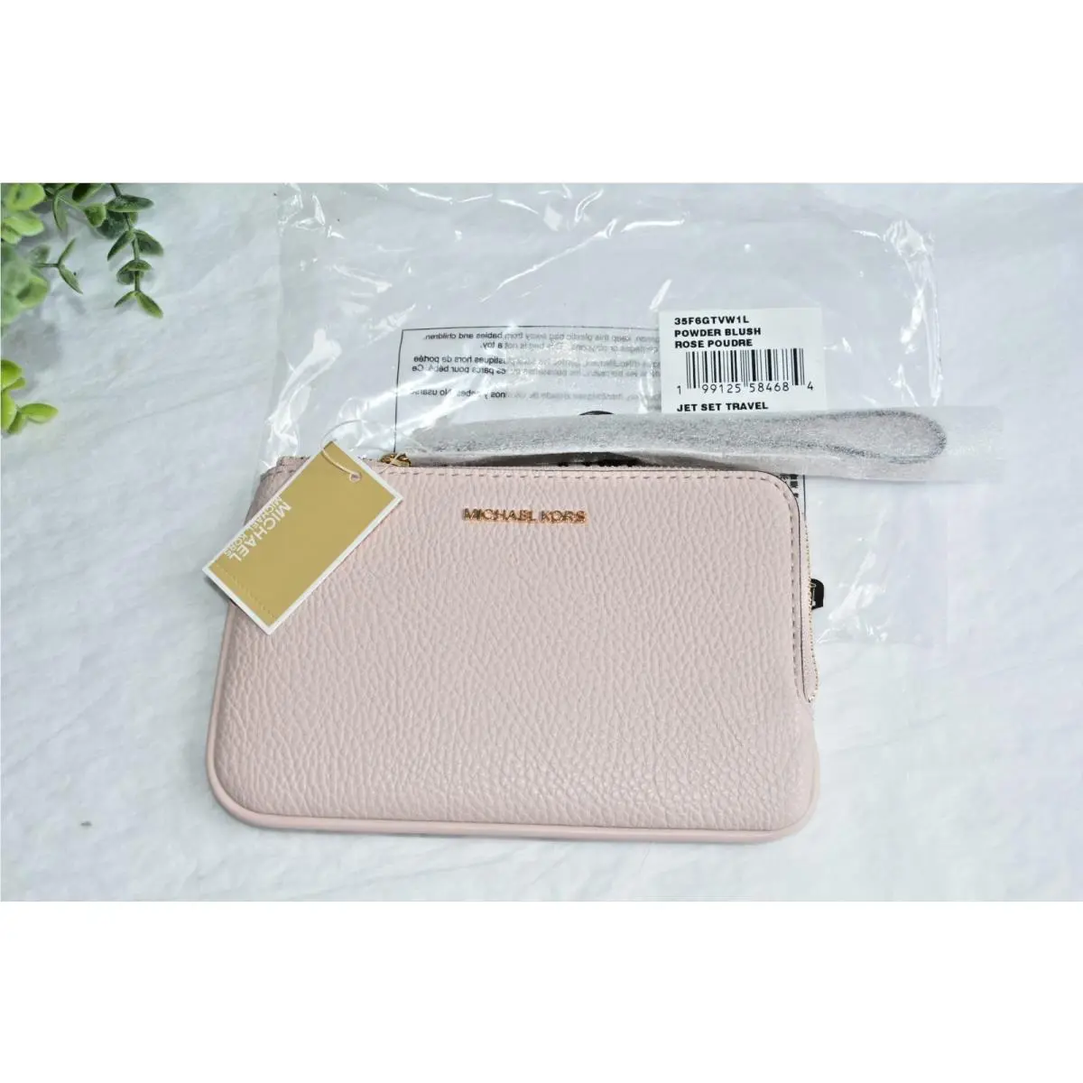 Michael Kors Jet Set Travel Small Power Blush Pebble Leather Wristlet Wallet