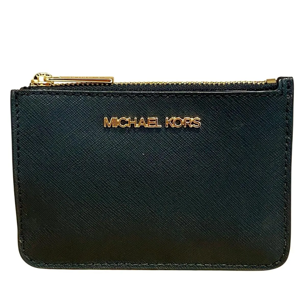 Michael Kors Jet Set Travel Black Zip Card Coin Purse Pouch Wallet OS