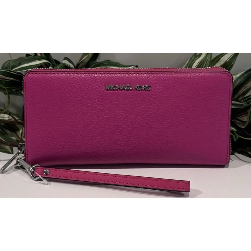 Jet Large Travel Continental Card Wallet Leather Dragonfruit Pink by Michael Kors
