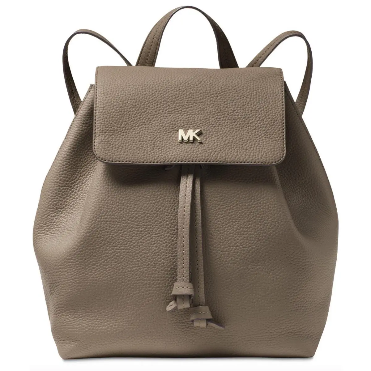 Michael Kors Junie Flap Backpack Leather Color Mushroom Gold Hardware