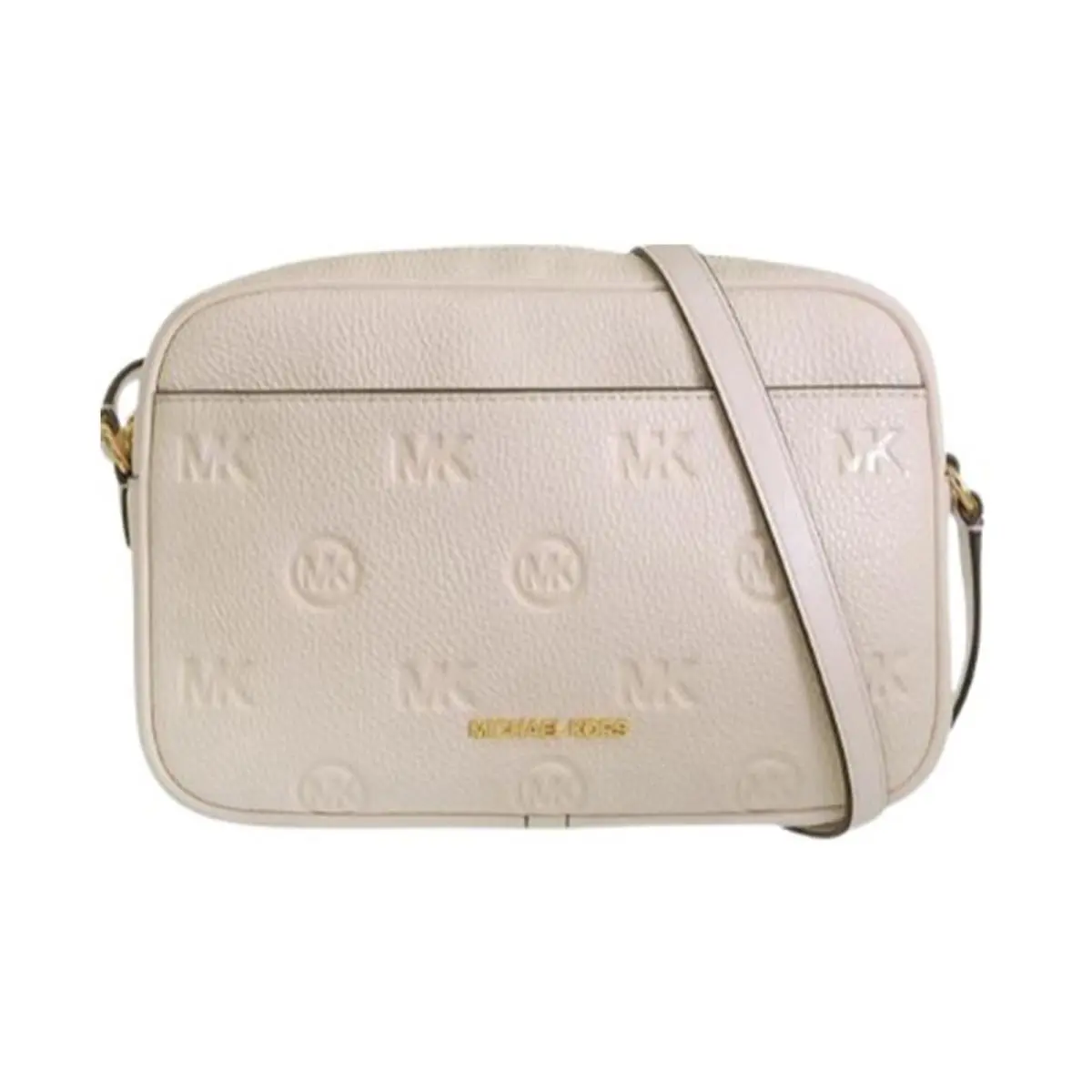 Michael Kors Jet Set Travel Large Logo Debossed Camera Crossbody Bag Lightcream