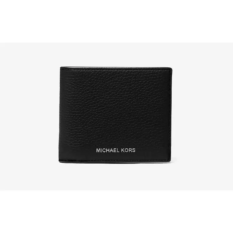 Michael Kors Men`s Cooper Logo Billfold Pebble Leather Wallet with ID Holder