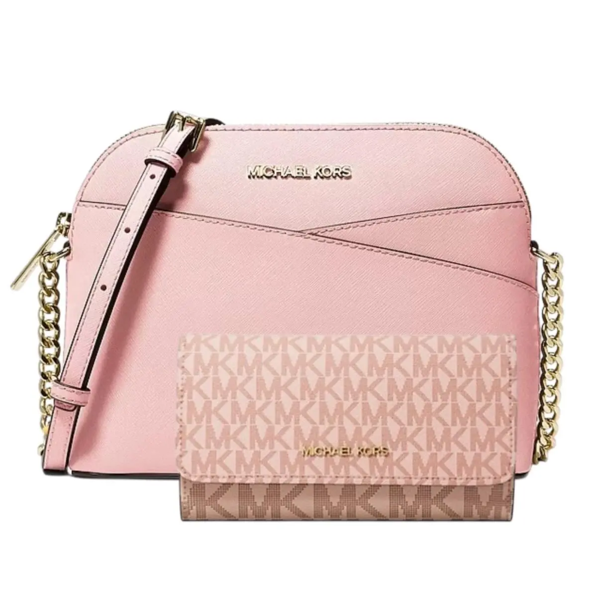 Michael Kors Jet Set Travel Medium Dome Crossbody Trifold Wallet Set