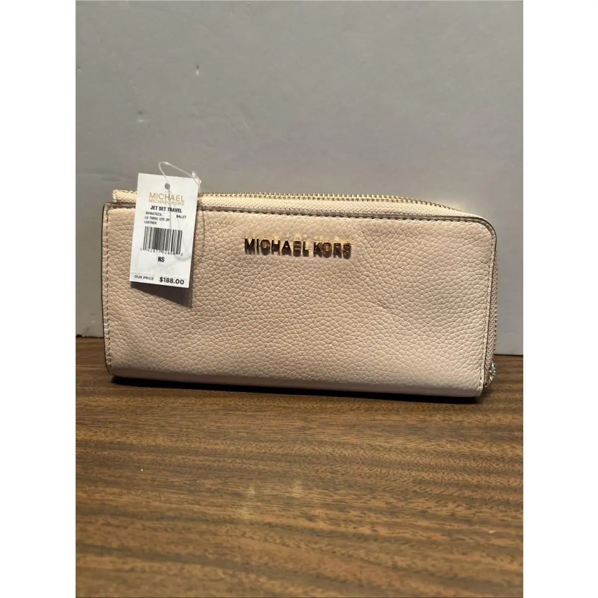 Jet Set Travel Large Three Quarter Zip Wallet Ballet Leather by Michael Kors