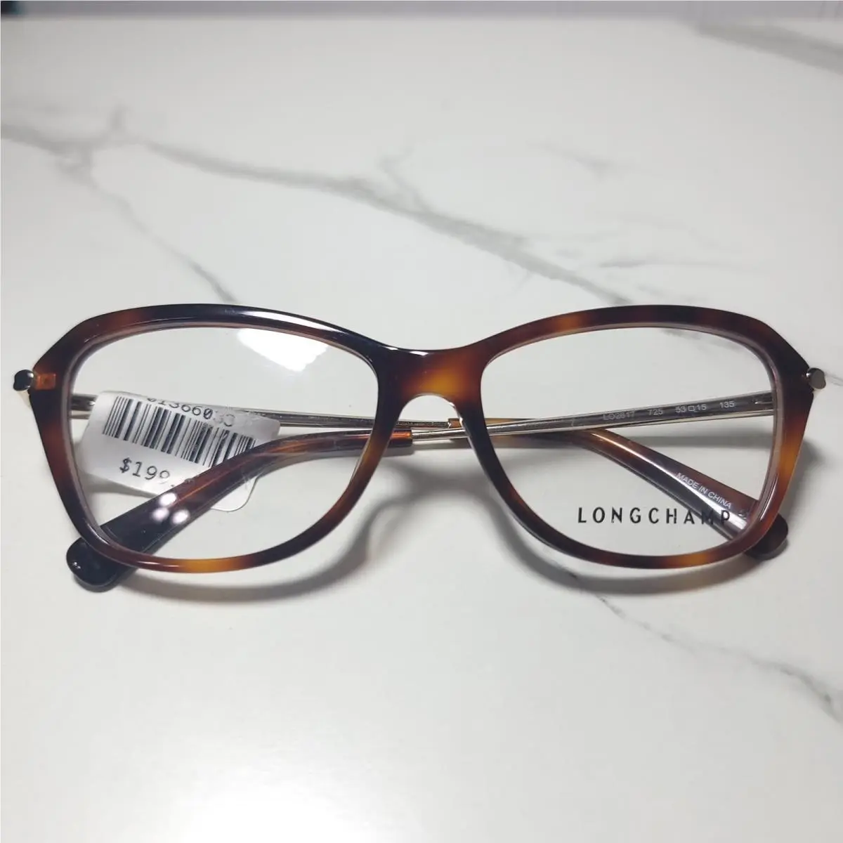 Longchamp LO2617 Havana Tortoise Square Eyeglass Frames 725 53-15-135