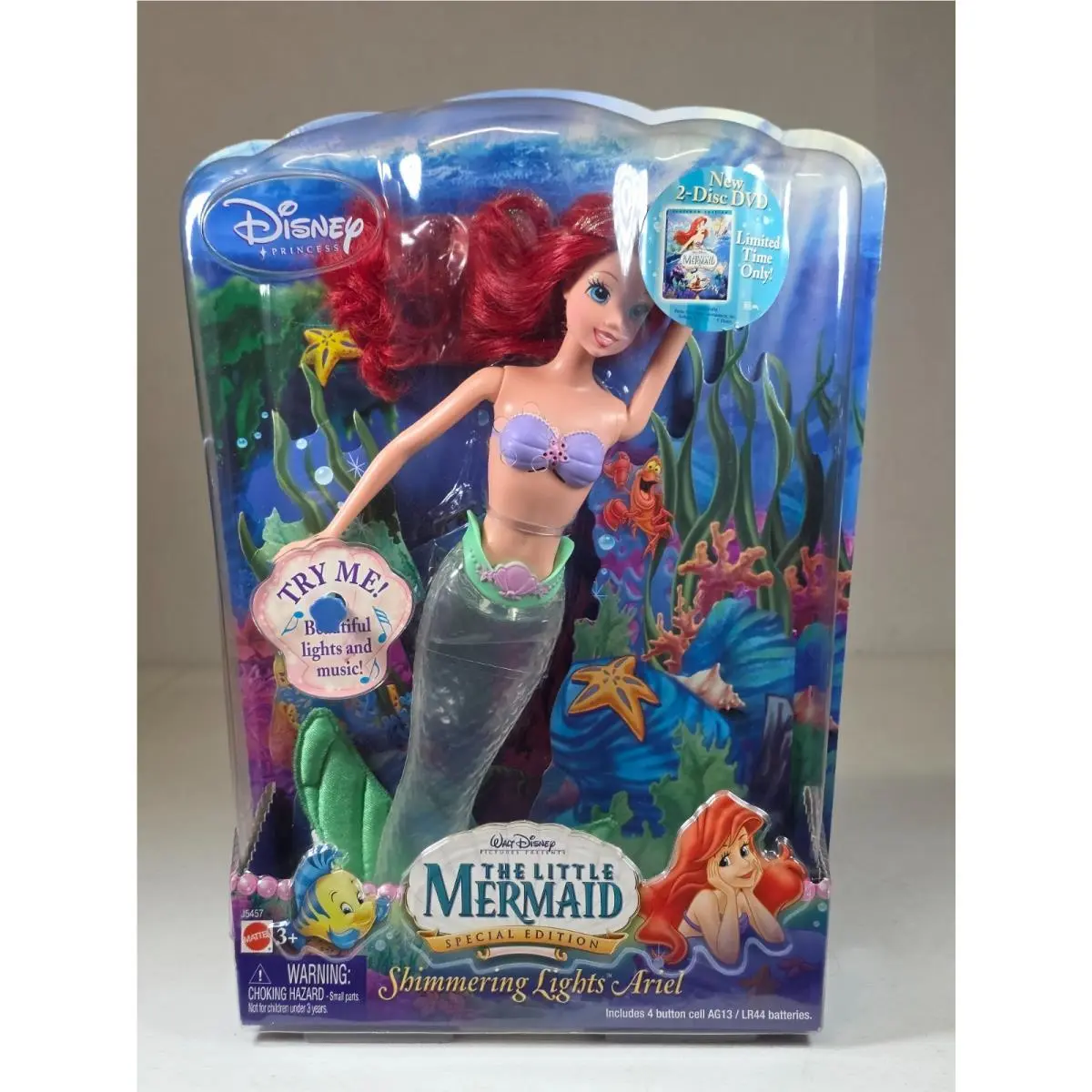2006 Disney Little Mermaid Shimmering Lights Ariel Doll Sings Mattel J5457
