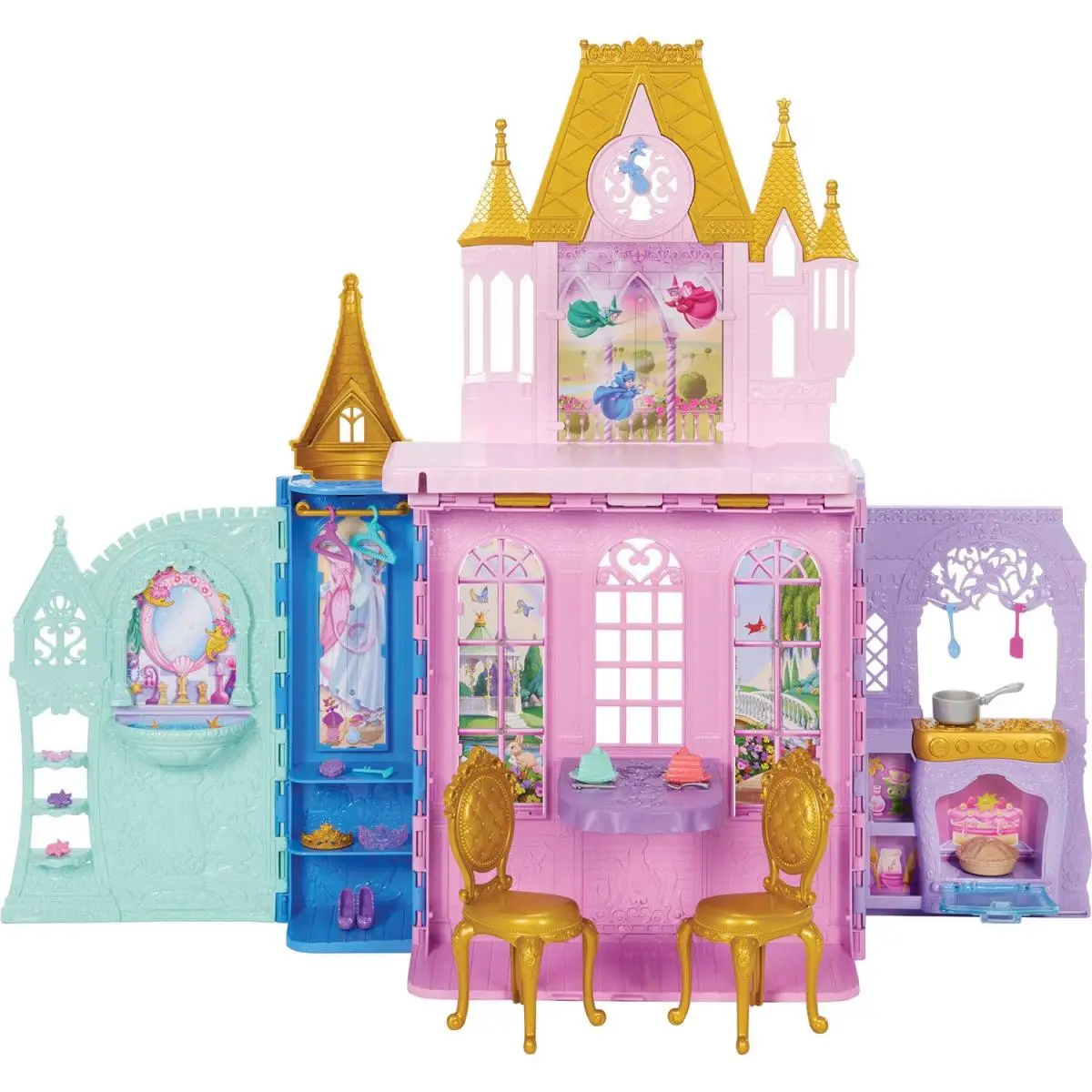 Disney Princess Close Carry Foldable Castle Playset with 5 Play Areas 20 Acc