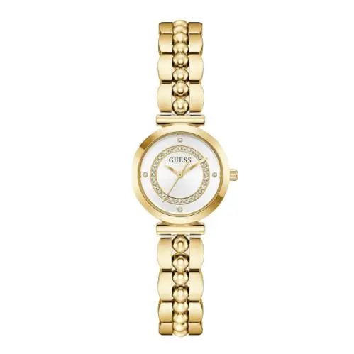 Guess Stainless Steel Gold Tone Beaded Analog Woman’s Watch GW0994L2