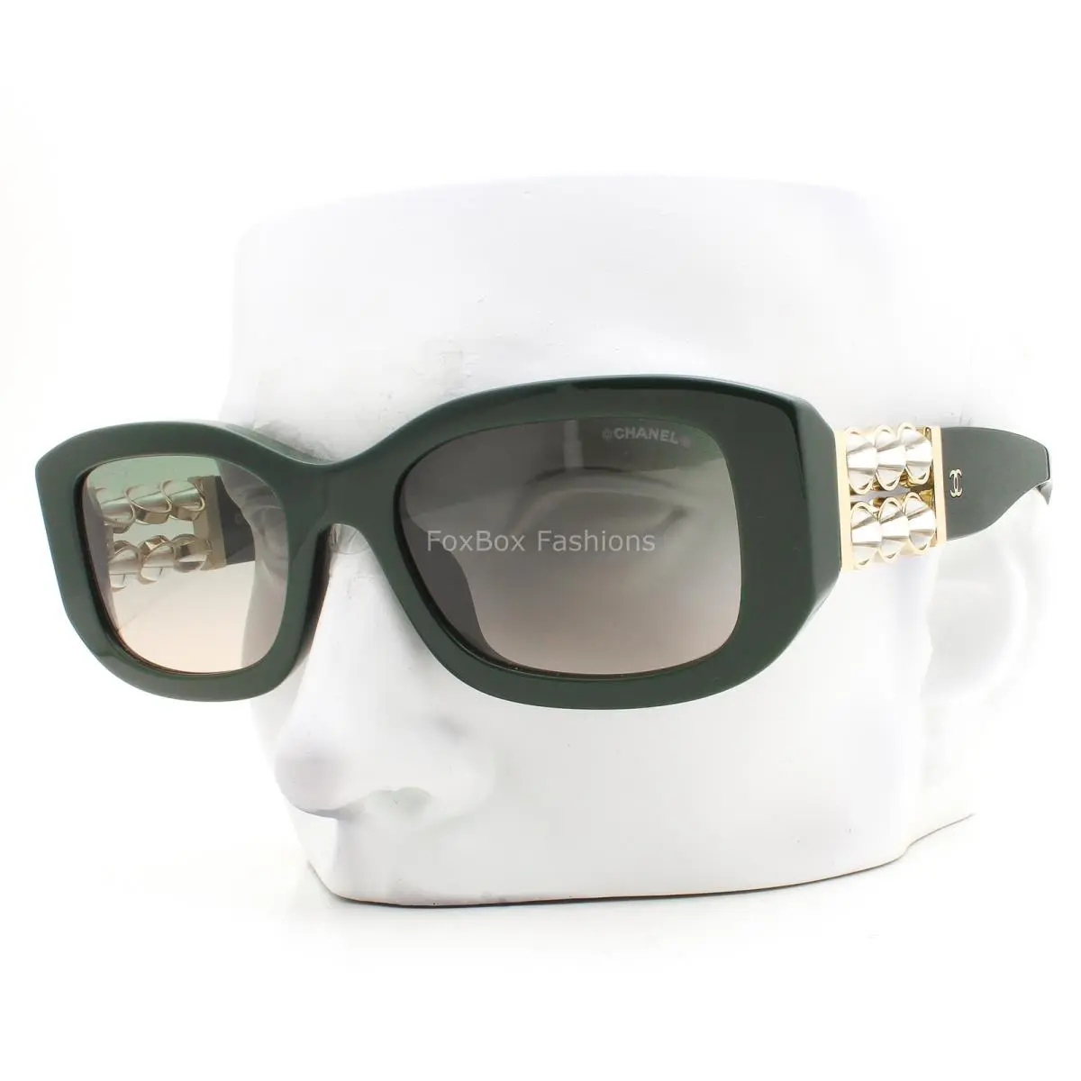 Sunglasses ch5542A 1791/S3 Dark Green Clear Rotating Beads Leather Case by Chanel