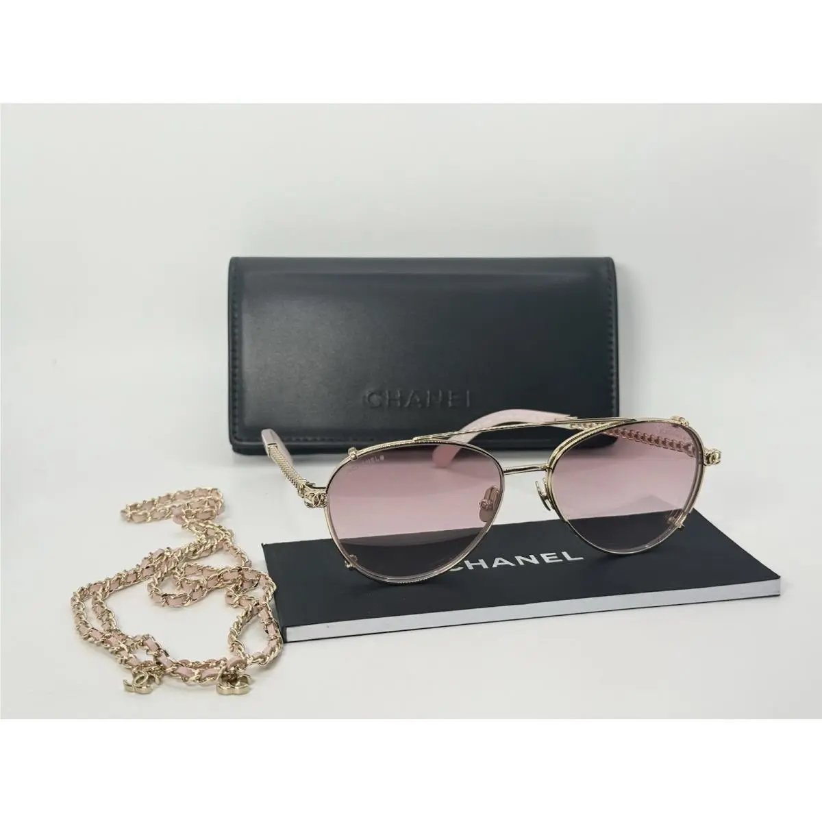 Glasses 4292 489/SB Pale Gold Pink Clip-on Sunglasses by Chanel