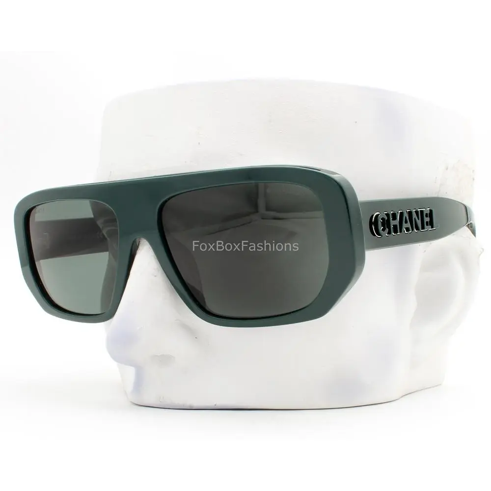 Sunglasses Vendome Green Silver Outline Logo ch5556-U 1459/S4 with Case by Chanel