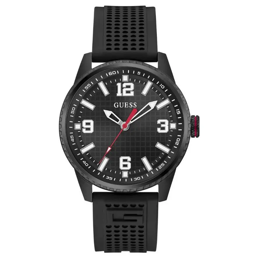 Guess Analog Black Silicone Strap Men’s Watch GW0890G2