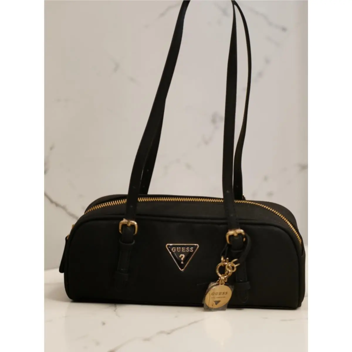Women`s Black Guess Zita Mini Purse Bag Gold Hardware
