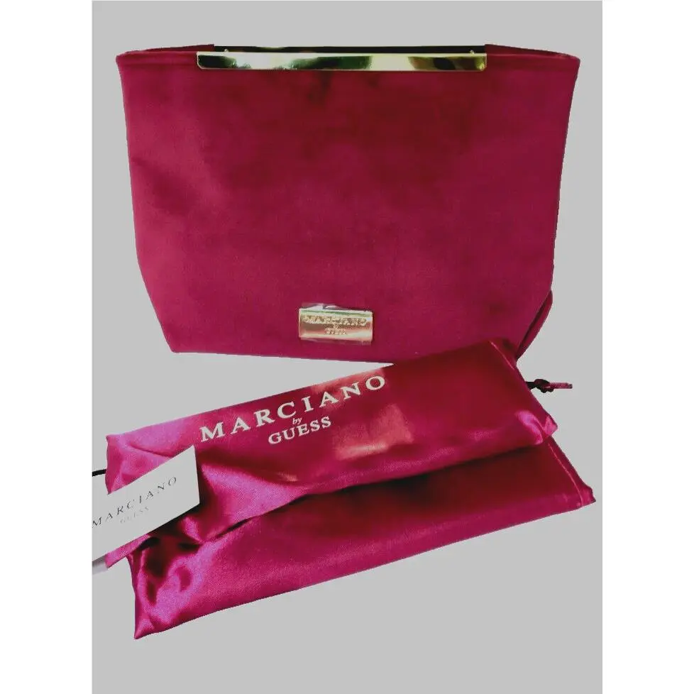 Marciano by Guess Burgundy Velvet Clutch Gold Fittings Magnetic Clip a Gift Bag