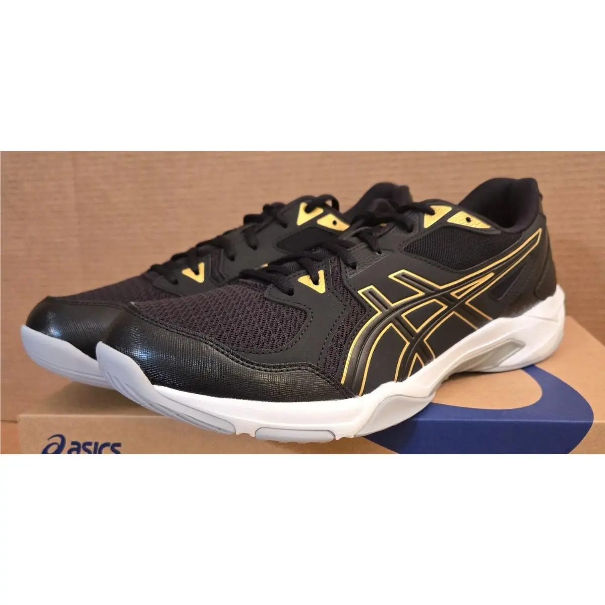 Asics Men`s Gel-rocket 10 Volleyball Shoe Size 12.5 Black/gold 1071A054-002