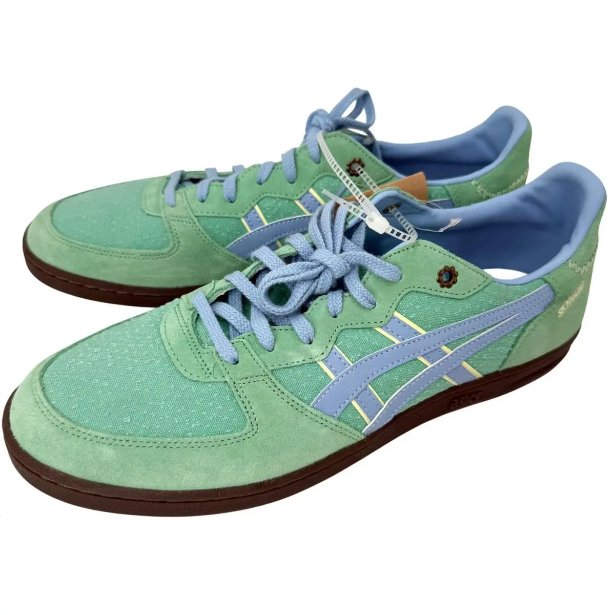 Asics Skyhand OG Sneakers Mens 12 Green Blue 1203A767 Suede Gum Sole