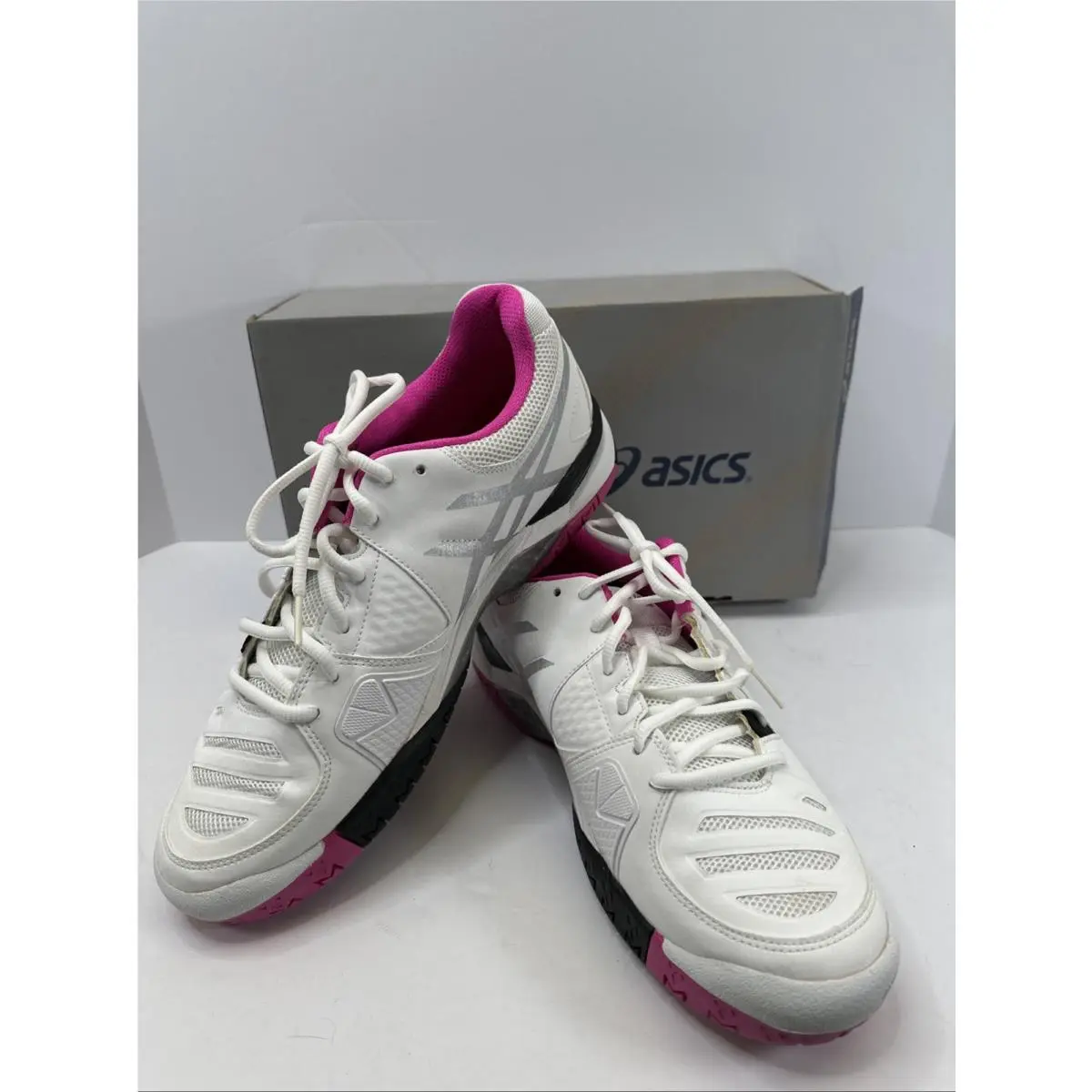 Asics Women`s Gel-challenger Lace-up Tennis Shoes White Pink Silver Size 11.5