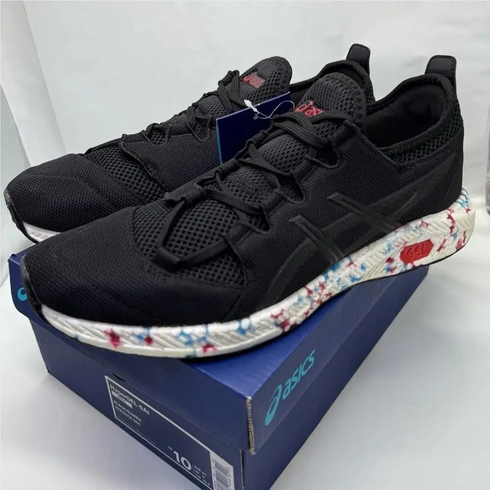 Asics Hypergel-sai Mono-sock Lace-up Sneakers Shoes Size 10 Running Black