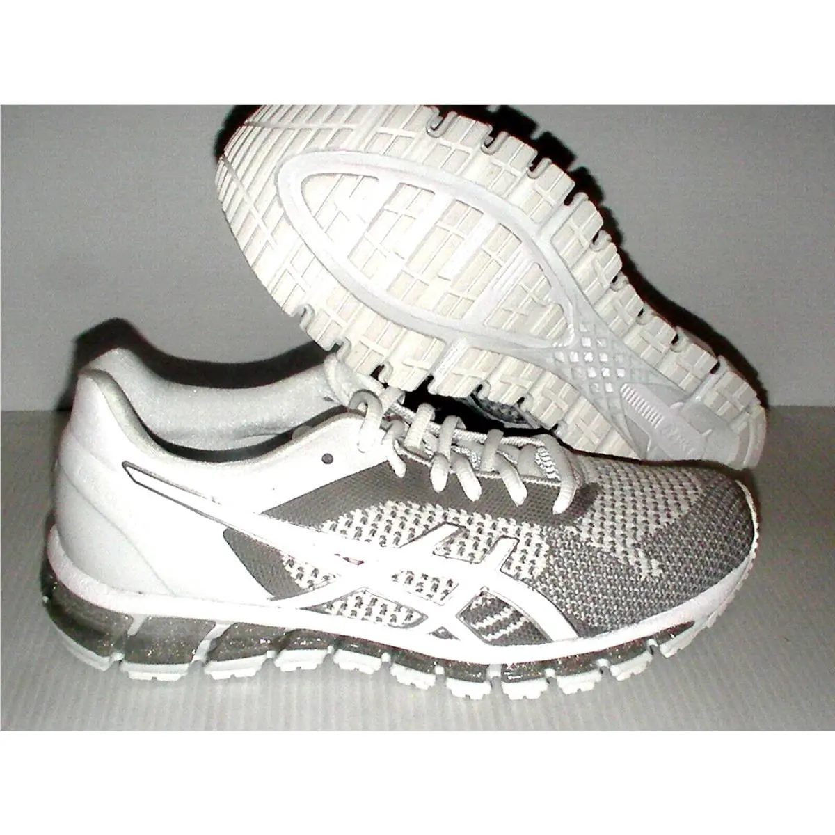 Asics Women`s Running Shoes Gel Quantum 360 Knit White Snow Silver Size 8 us