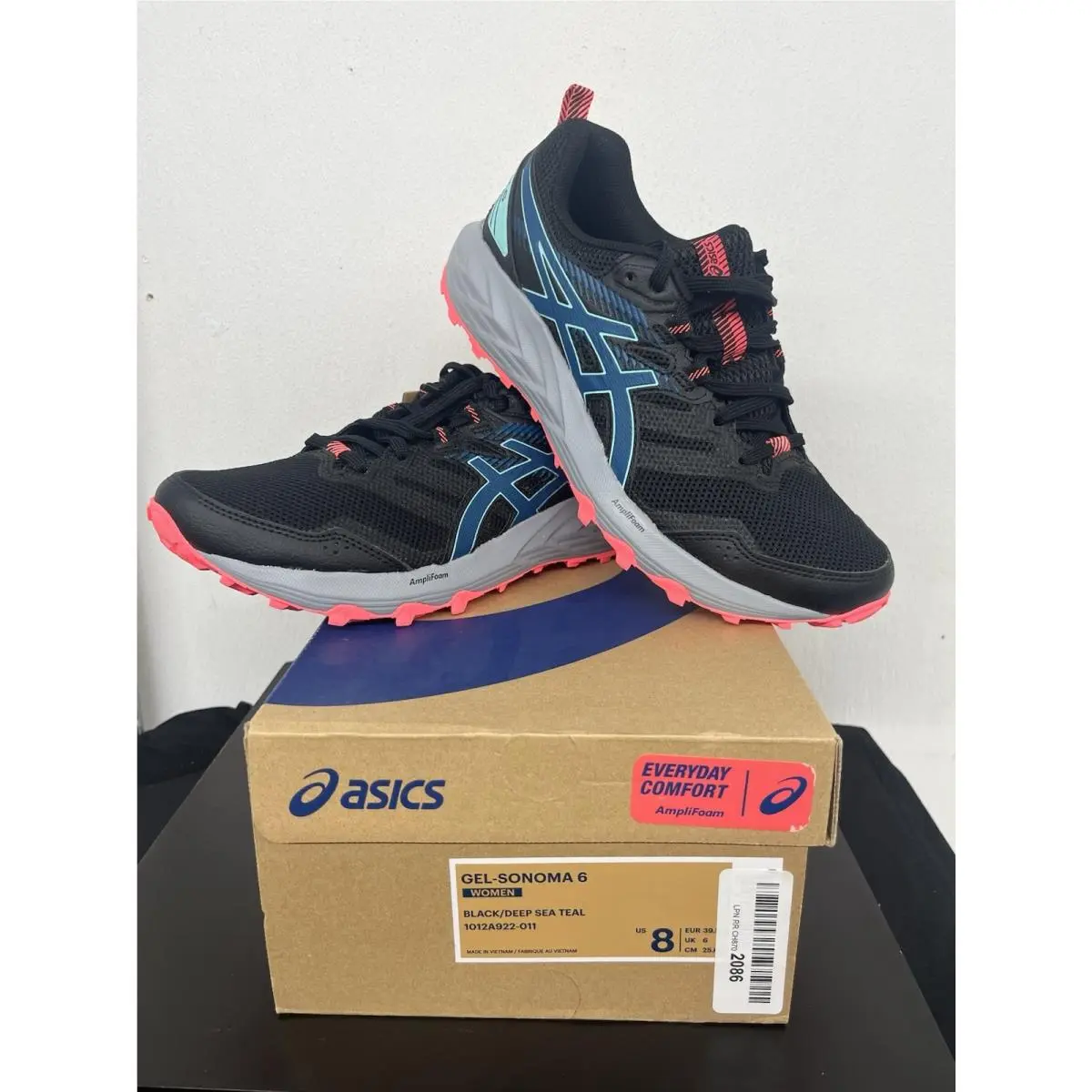 Asics Gel Sonoma 6 Womens Sz 8 Black Deep Sea Teal 1012A922-011