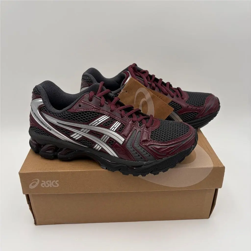 Asics Gel-kayano 14 Obsidian Grey Pure Silver Burgundy Men US 9 Women 7.5