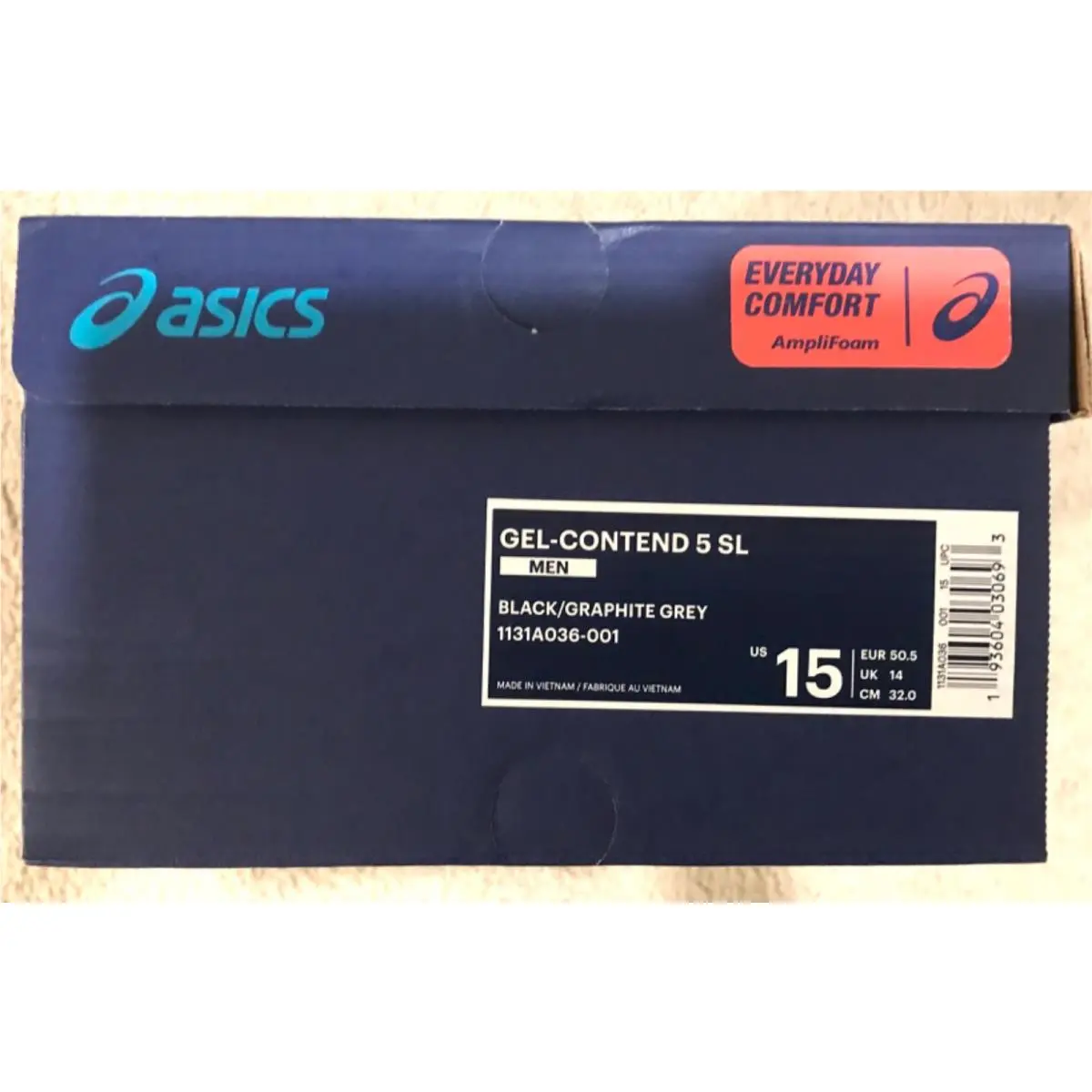 Size 15 Asics Men`s Gel-contend 5 SL Shoes Black Running Jogging Walking Comfort