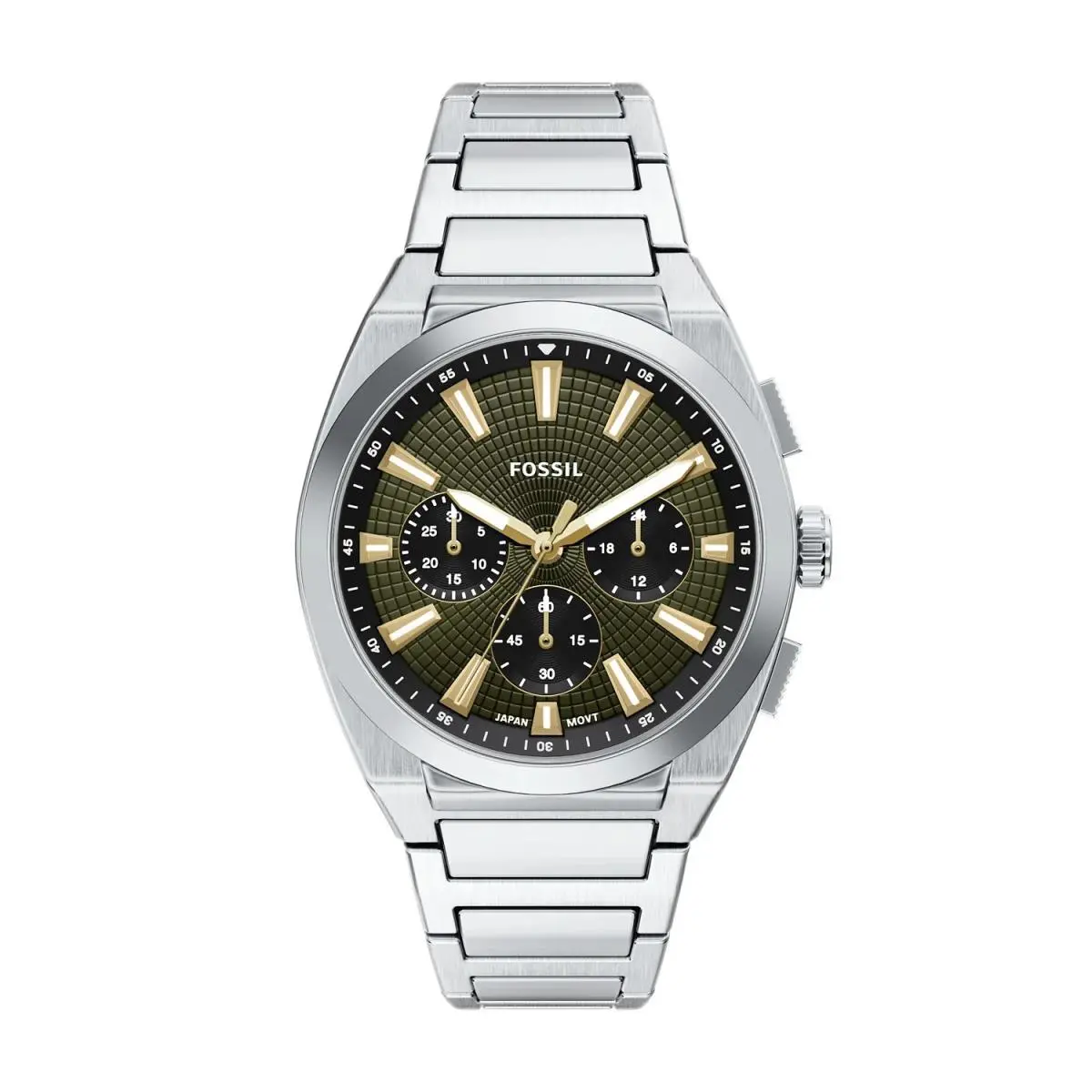 Fossil Everett 44mm Olive Green Dial Men`s Watch FS6183