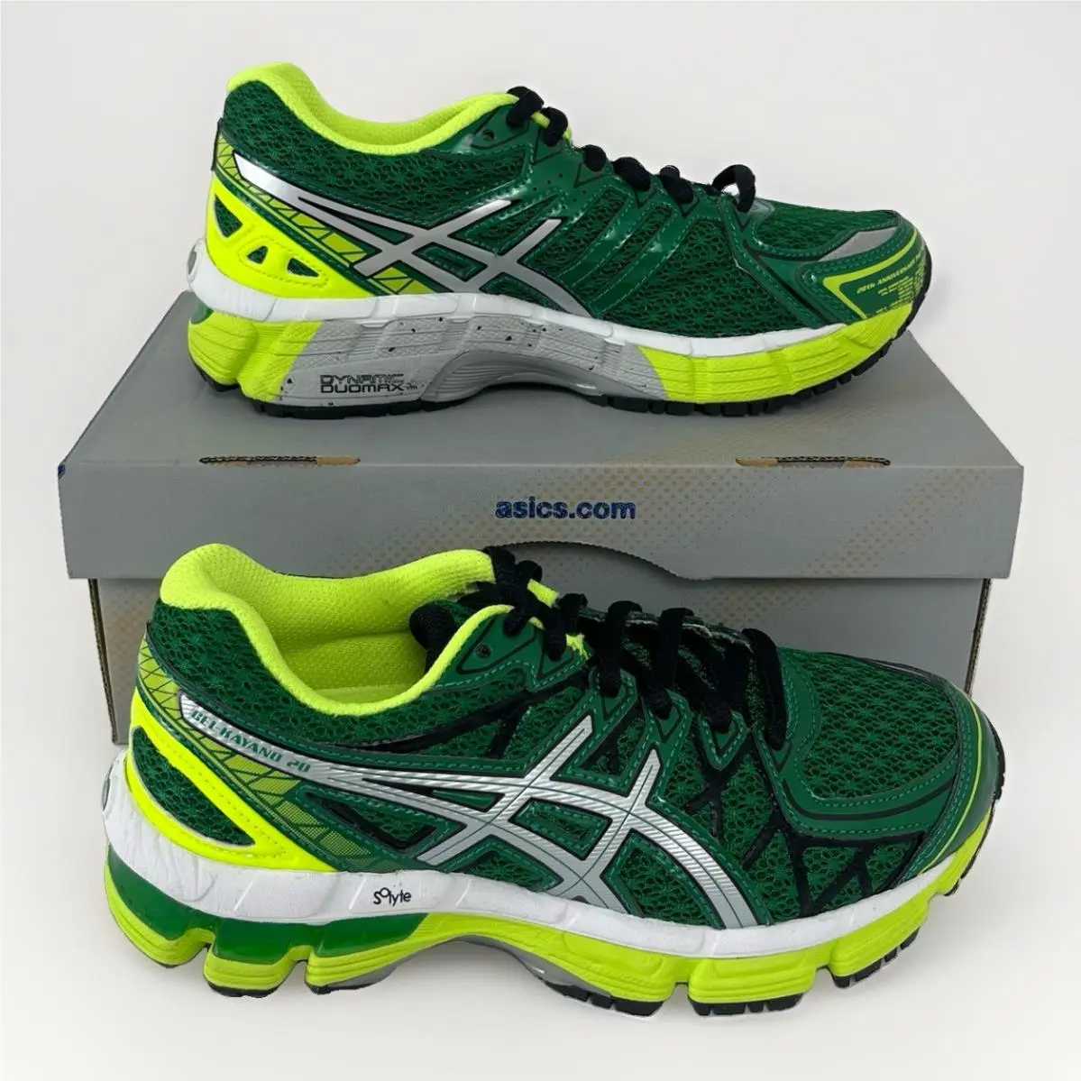 Asics Kids Gel-kayano 20 Pine Lightning White Running Fitness Shoes Green Sz 2.5
