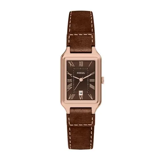 Fossil Raquel Quartz 3H Date Brown Dial Rose Gold-tone 23mm Women`s Watch ES5503