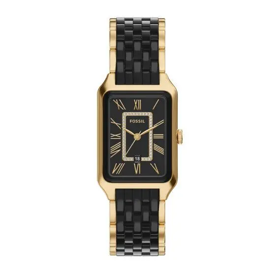 Fossil Raquel Quartz 3H Date Black Dial Two-tone 26mm Women`s Watch CE1135