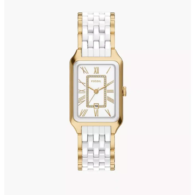 Fossil Raquel Quartz 3H Date White Dial Two-tone 26mm Women`s Watch CE1136