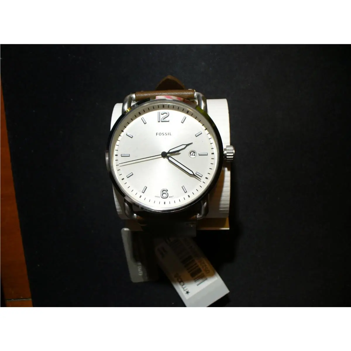 Fossil Champagne Dial Silver Tone Analog Calendar Quartz Watch