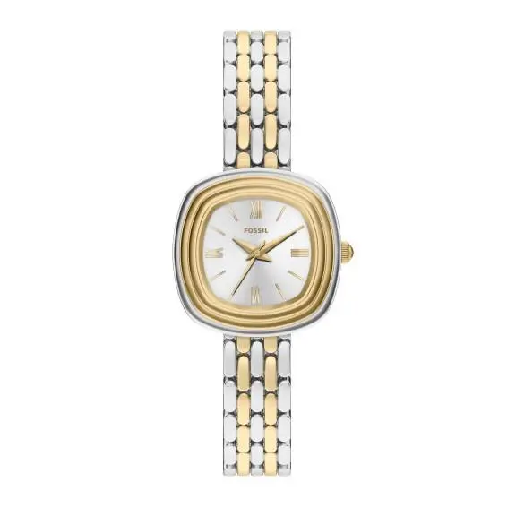 Fossil Emerson Quartz 3H Silver Dial Two-tone 30mm Women`s Watch ES5509