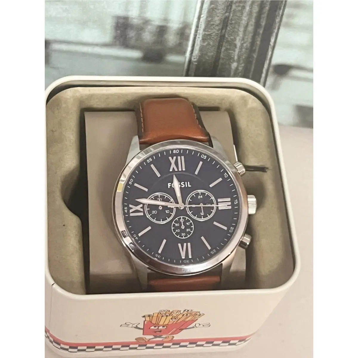 Fossil BQ2125IE Flynn Chronograph Brown Leather Men`s Watch