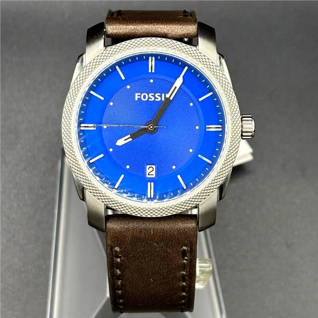 Fossil Machine FS4858 Blue Dial Leather Watch 41mm