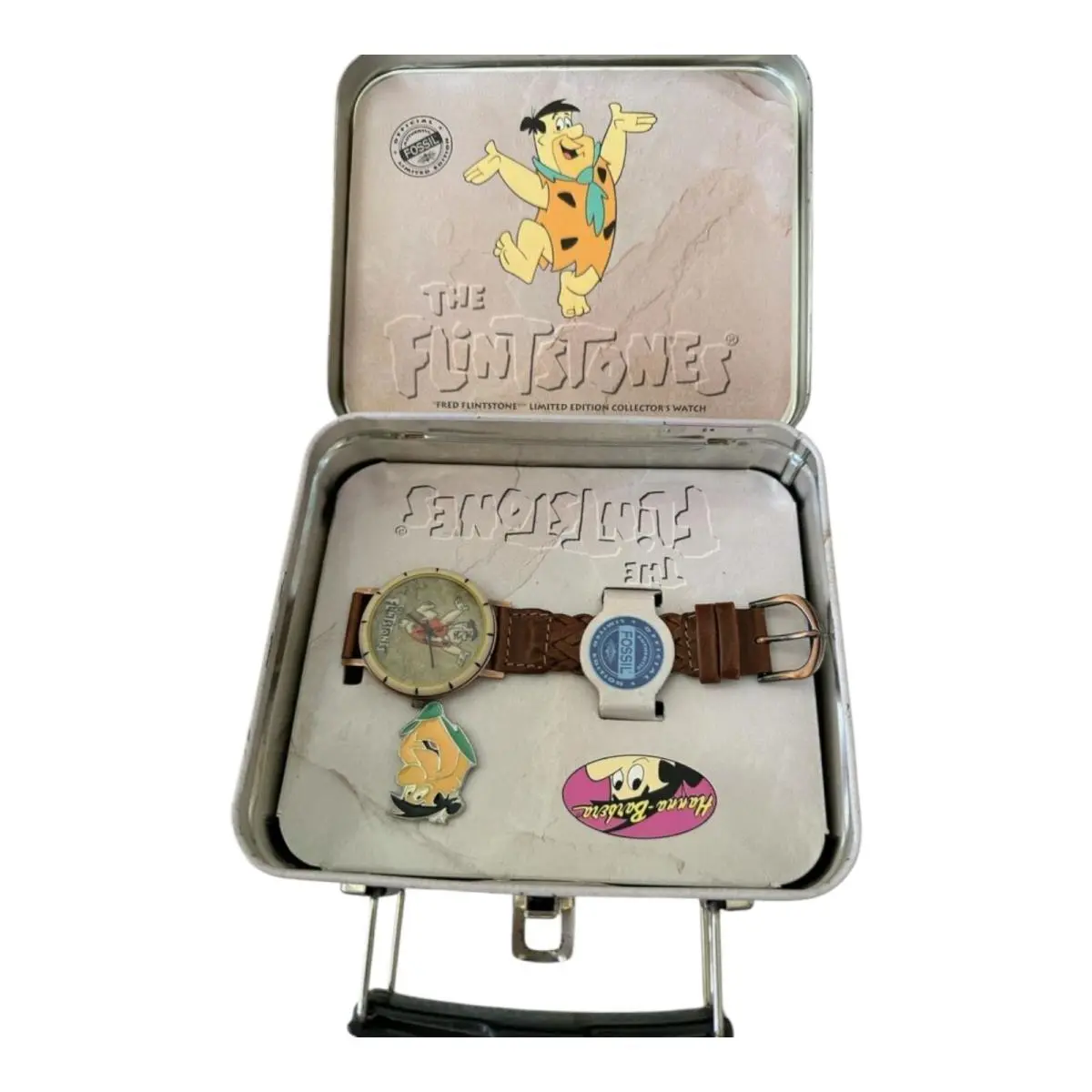 Vtg Fred Flintstones 1993 Fossil Ltd Edition Watch Lunch Box 14088/15000