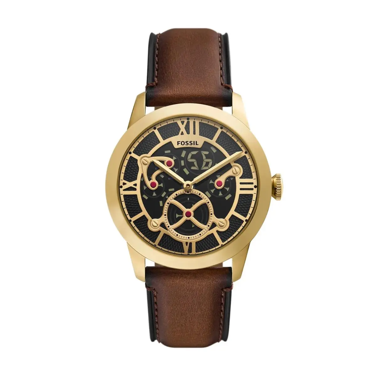 Fossil Townsman Big Tic 42mm Gold Dial Men`s Watch FS6190