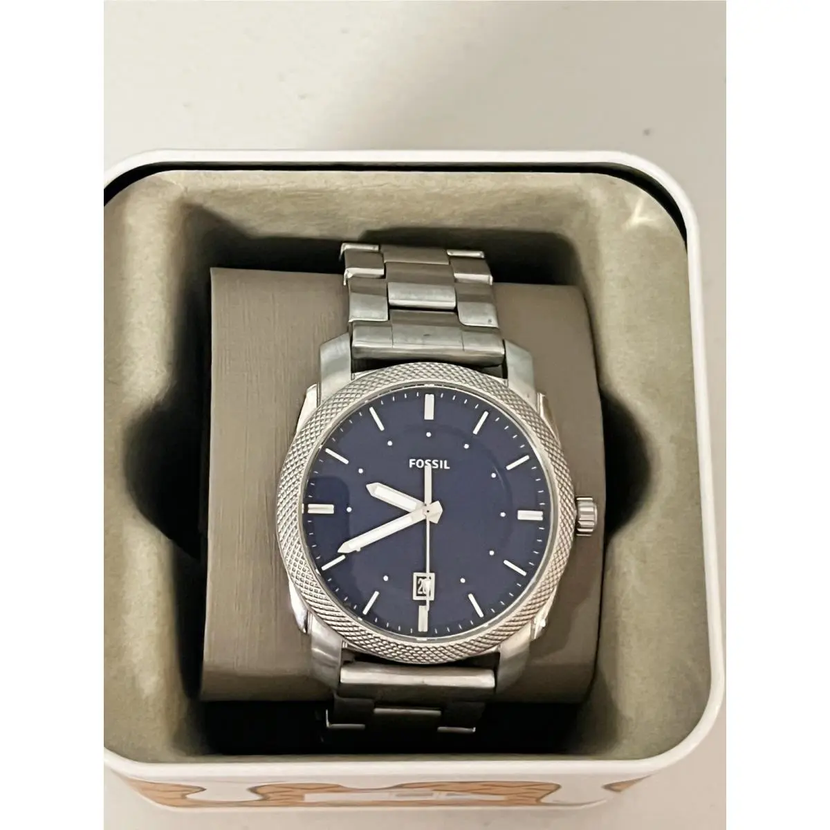 Fossil FS5340 Men`s Analog‑quartz Watch Blue Dial Stainless‑steel Wrist Watch